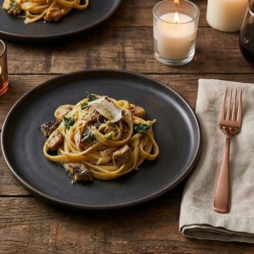 Image of 7.7 inch Rosegold Dinner Forks Set of 4 - Food-Grade 18 /8 Stainless Steel Silverware, Durable Mirror Polished Metal Forks, Dishwasher Safe, Perfect for Home, Restaurant, and Gifting