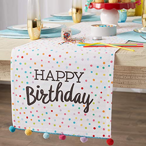 Dii Happy Birthday Confetti Collection, Reversible Table Runner, 14X108 #TOP4