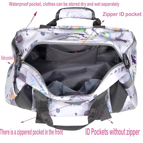 Dance Bag,Dance Bag for Girls, Gym Sport bag for Boys & Girls,Kids Overnighter Duffel Bags (Art pattern, Medium)4