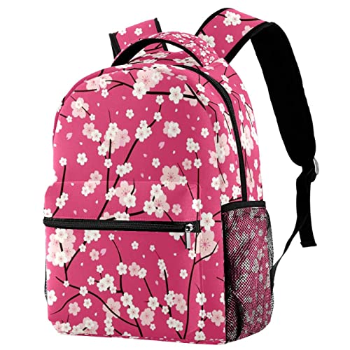 Sac à dos de voyage rose Leisure Campus pour fille avec pochette bouteille et imprimé floral