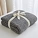 Longhui bedding Grey Knitted Throw Blanket for Couch, Soft, Cozy Machine Washable 100% Cotton Sofa Knit Blankets, Heavy 3.0lb Weight, 51 x 63 Inches, Gray and White Color,Laundry Bag Included