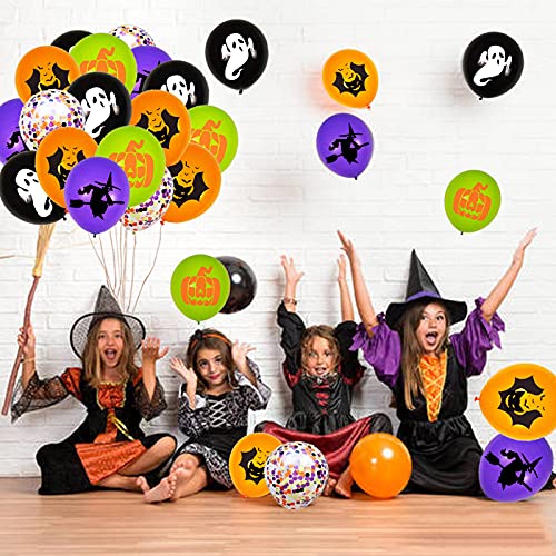 62Pcs Halloween Party Balloons Decorations, 12 Inch Black Orange Purple Green Confetti Balloons For Kids Halloween Birthday Bachelorette Party Decorations Supplies #TOP1