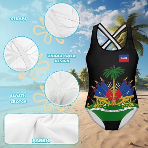 Image of WELLFLYHOM Girls Swimsuit 5-14 Cross Back Swimwear Full Coverage One Piece Bathing Suit Sleeveless Beachwear
