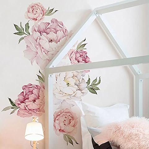 Simple Shapes Peony Flower Wall Sticker - Mixed Pink Cover