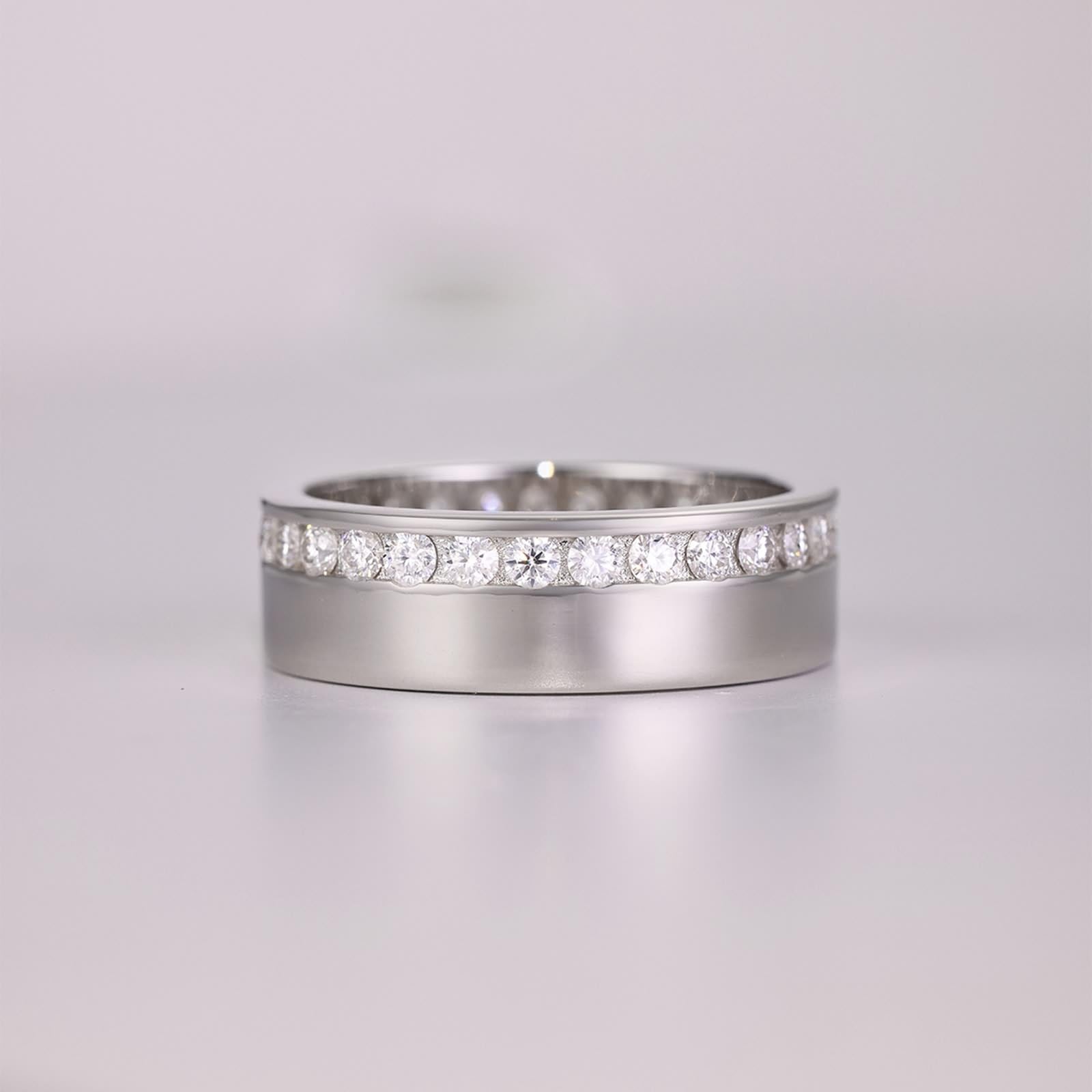 950 Platinum obrączki ślubne, drobna obrączka z moissanit prawdziwe złoto, PT950 pierścionki przyjaźni, rozm. 47 (15,0)
