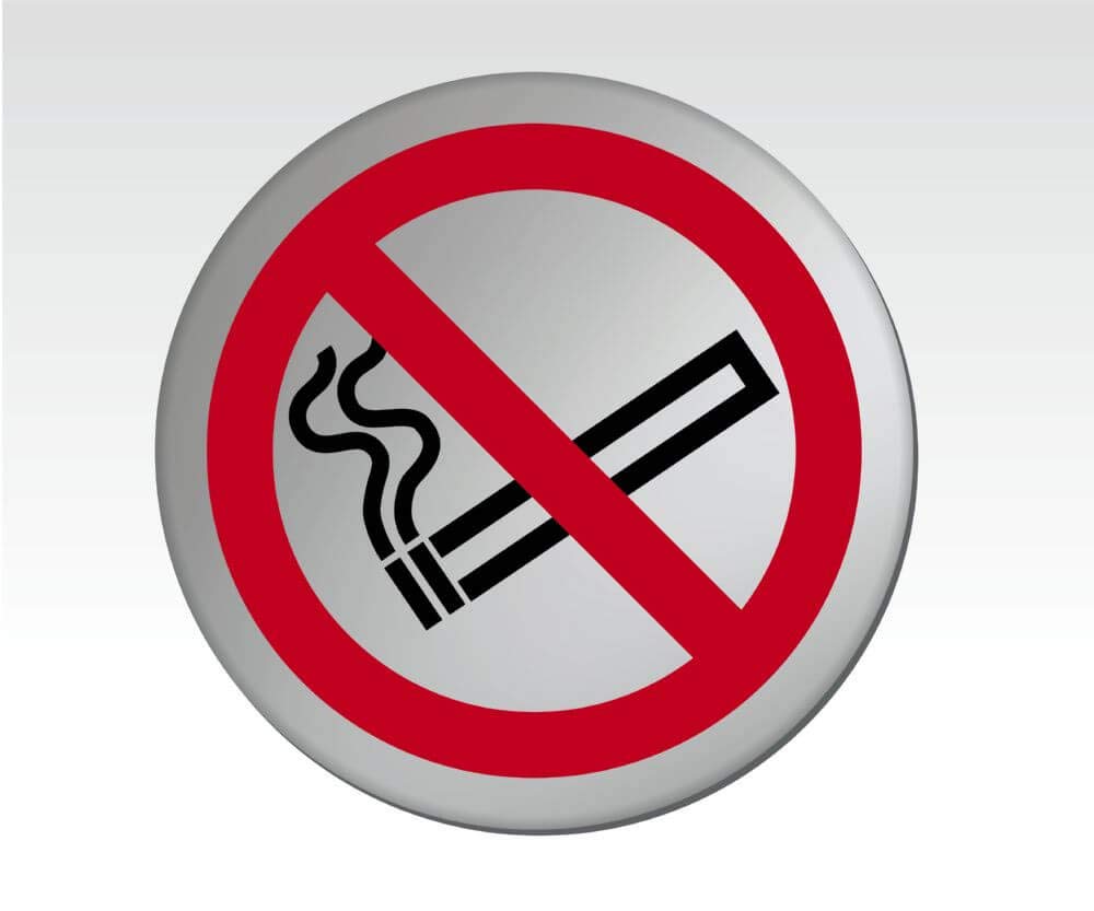 No smoking symbol 75mm disc silver finish