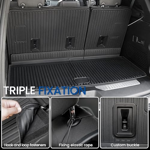 Image of Cargo Mat Backrest Mats for 2021-2025 2026 Chevrolet Chevy Tahoe /GMC Yukon Accessories(Not for Yukon XL), All Weather TPE Trunk Liner 3rd Row Seat Back Covers(Cargo Mat+3rd Row Backrest Mat)