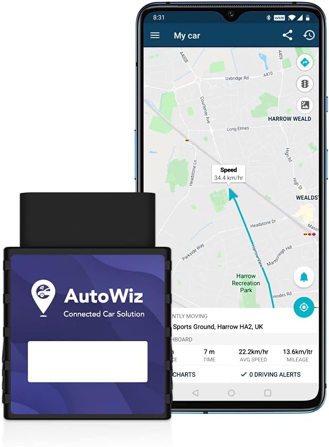 OBD GPS Pro Car Tracker - Live Vehicle Tracking, Car Health, Driving Behavior and Fuel Mileage Monitoring. Plug n Play Device, with 1 Year Subscription