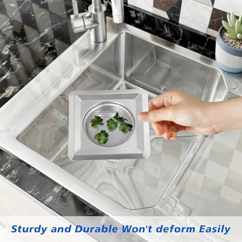 Image of Giffy 11.5cm Stainless Steel Square Kitchen Sink Strainer Jali, Anti Clogging, Vegetable Hair Catcher Basin Basket Filter Drainer for Home Office Hotel 1 Pcs
