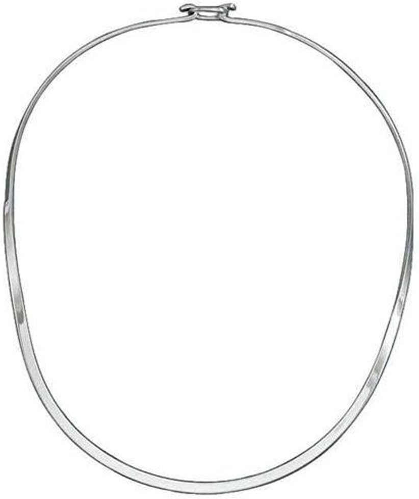 THE ICE EMPIRE JEWELRY, LLC Oval C Curve Choker .925 Italian Sterling Silver Necklace Hook-Latched w/Cleaning Cloth