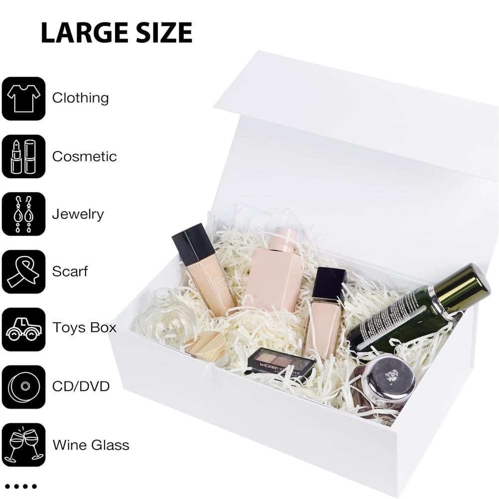 5 Scatole Regalo Grandi Bianche Con Coperchio, 30,5×30,5×15 cm, Scatole Regalo Magnetiche Pieghevoli Scatole Regalo Di Lusso Per Regali, Per Matrimoni, Natale, Halloween, Compleanni