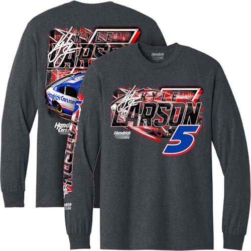 Classic Ink Kyle Larson 2026 Long Sleeve HendrickCars High-Octane 3-Spot T-Shirt (US Alpha X-Large Regular Regular) Dark Heather Gray