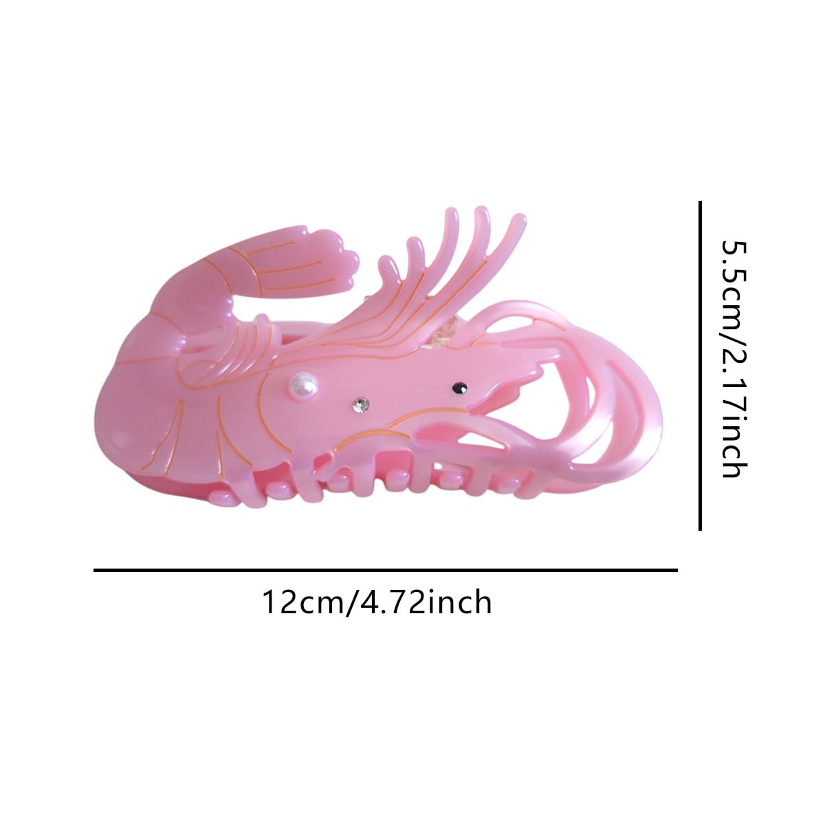 Novelty Shrimp Hair Clips,Cute Acetate Hair Clip,Big Claw Clips for Women,Pink - Image 2