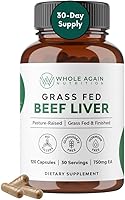 Grass-Fed Beef Liver Capsules | 3000mg Pasture-Raised Desiccated Liver | No Fillers | Heme Iron Energy Boost | 120 Caps 30-Day Supply
