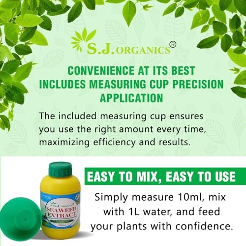 Image of SJ Organics Seaweed Extract 900ml Organic Liquid Fertilizer with Measuring Cap for Home Gardening | Seaweed Liquid Fertilizer for Plant | Sea Weed Fertilizer