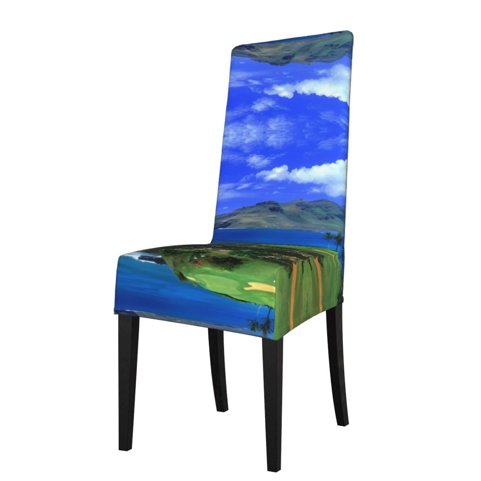 YYHWHJDE Scenic Hawaii Golf Tropical Prints Protection Cover for Dining Chair – Stretchable Slipcovers for a Refreshing Dining Room Makeover