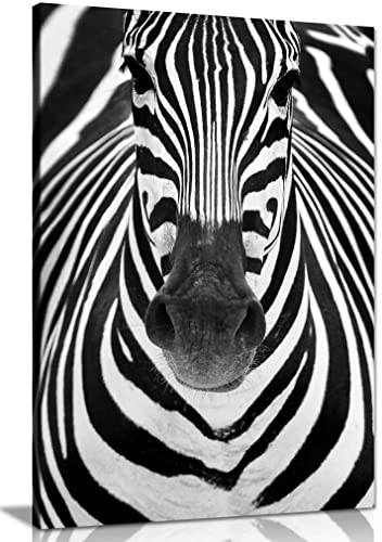 Image of Panther Print Fine Art Prints Black & White Zebra Close Up Artistic Framed Canvas Print, Pictures for Home Walls, Bedroom, Living Room & Bathroom Decor 31x20cm (12x8in)