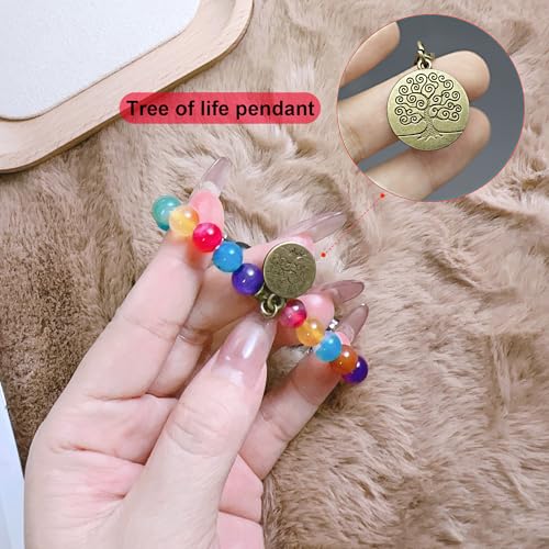 Wongeto Compatible with Fitbit inspire 3 Band Natural Gemstone Beaded Handmade Elastic Stretch Bracelet Tree of Life for fitbit insprie 3 Women by Wongeto - Image 3
