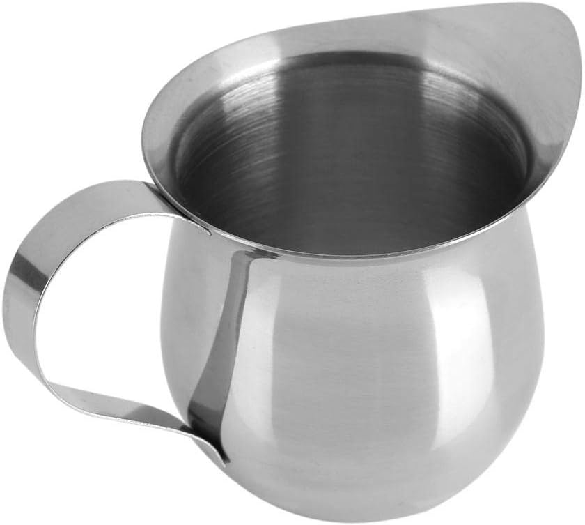 Stainless Steel Milk Frothing Pitcher, 90ml/3oz, Silver, Mirror Finish, for Espresso and Latte