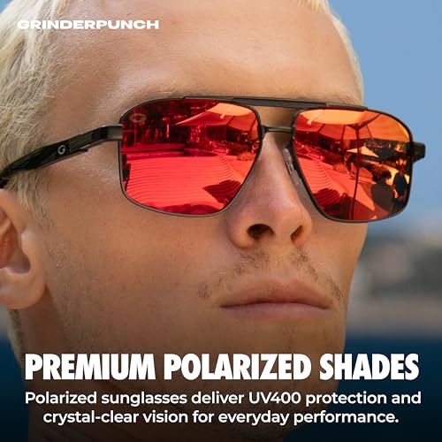 Image of grinderPUNCH Polarized Aviator Sunglasses Men Women Retro Vintage Square Pilot Sun Glasses UV400 Protection