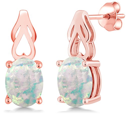 Gem Stone King 18K Rose Gold Plated Silver 9X7MM Oval Gemstone Birthstone Drop Dangle Earrings For Women