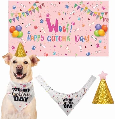 HACRAHO Hunde-Geburtstagsset 3-teilig - Bandana, Hut & Fliege Im Karo-Design