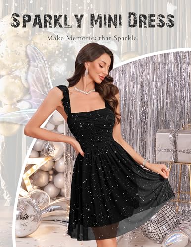 Wedtrend Sparkly Homecoming Dresses for Teens 2025 Short Sequin Dresses Ruffle Strap 80s Dress4