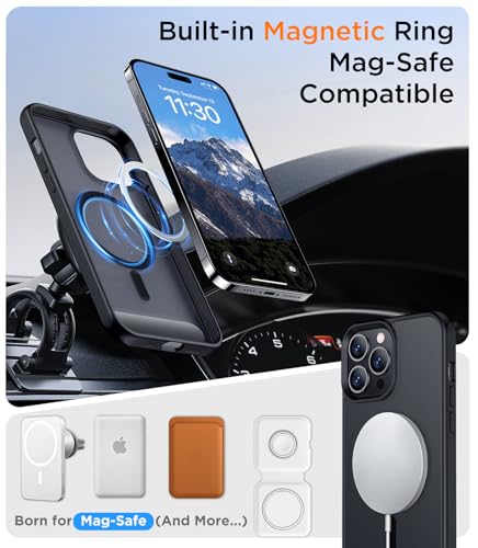 Image of Magnetic Compatible with iPhone 14 Pro Case, [Built-in Invisible Kickstand][Compatible with MagSafe] [Military Grade Shockproof] Slim Translucent Matte Phone Case for iPhone 14 Pro 6.1 inch