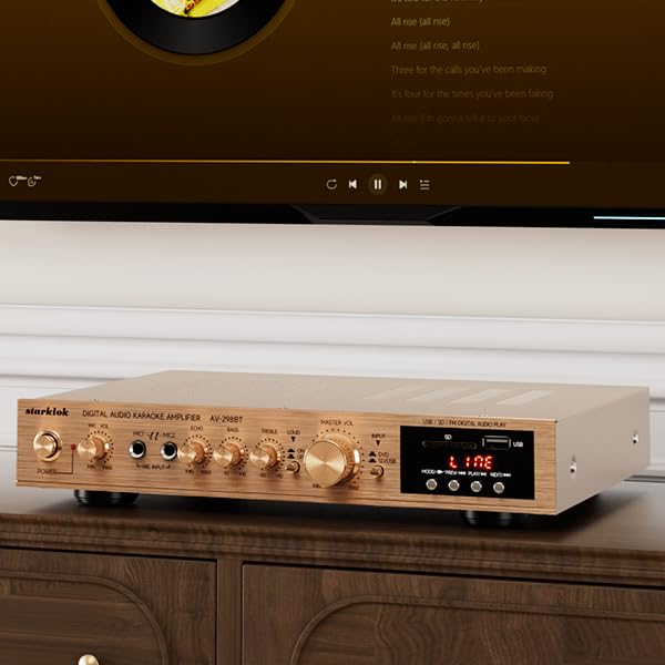 2000W HiFi Stereo Verstärker, Bluetooth 5.0, Ultra-Dünner 5cm Aluminium AV Surround Audio Verstärker, SD/USB, FM Radio