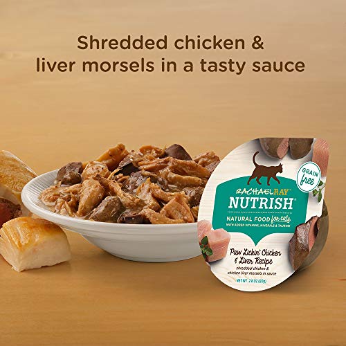 Rachael Ray Nutrish Natural Wet Cat Food, Paw Licken' Chicken & Liver Recipe, 2.8 Ounce Cup (Pack Of 24), Grain Free #TOP3