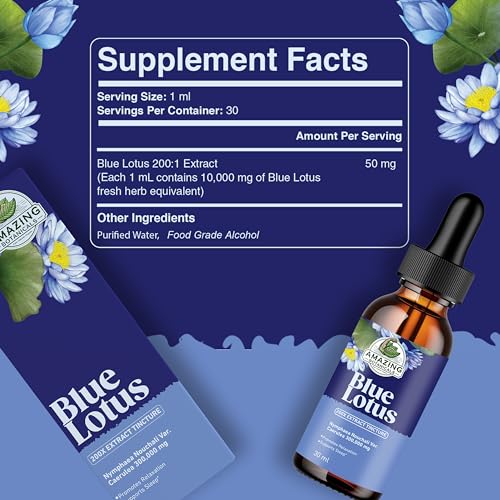 Amazing Botanicals Blue Lotus 200X Extract Tincture 300,000 mg - 1oz / 30ml - Thumbnail 6