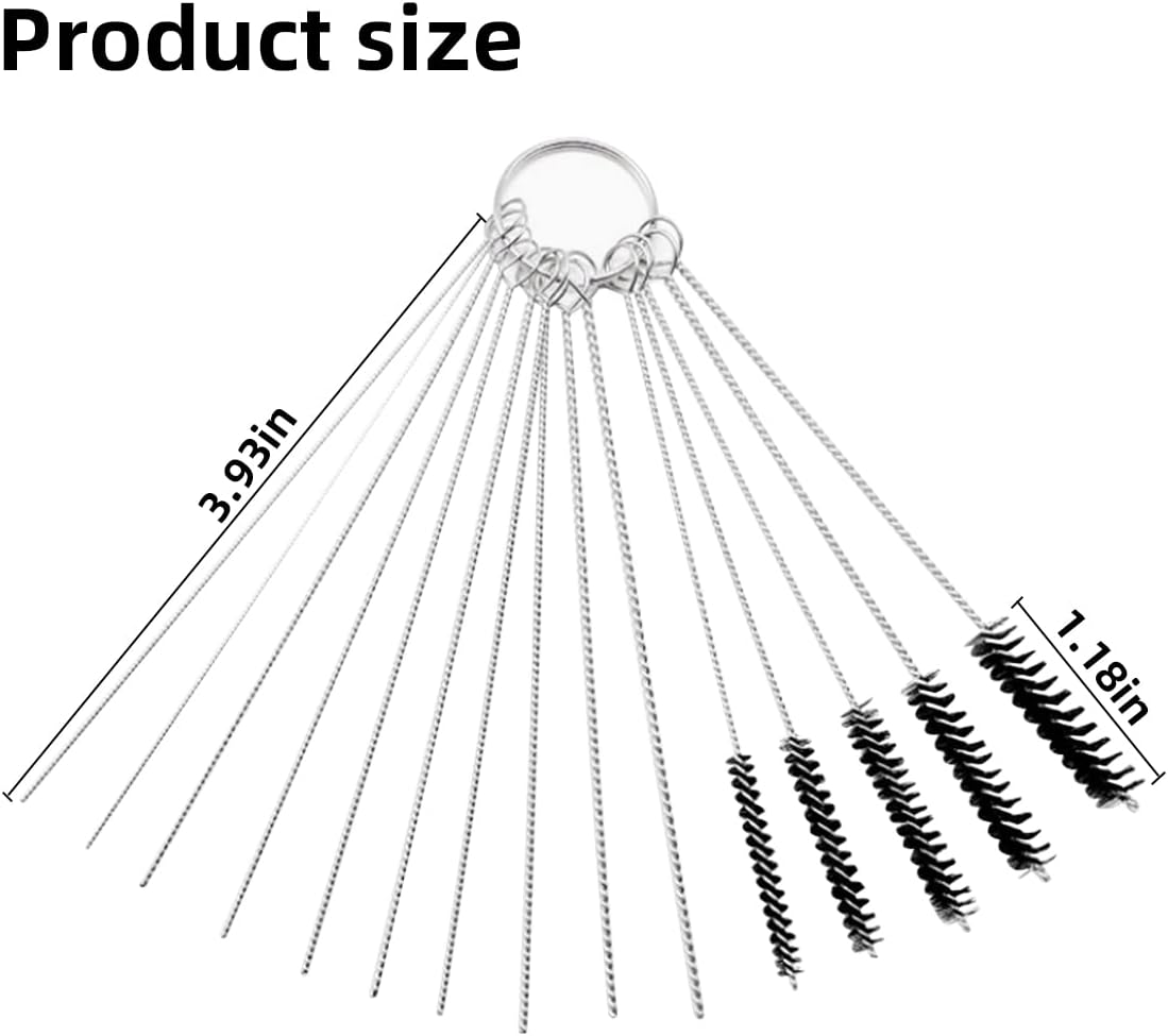 AUCELI Carburetor Carbon Dirt Jet Remove Cleaner, 10 Cleaning Needles + 5 Nylon Brushes Tool Kit for Motorcycle for Welder Carb Chainsaw Spray Guns Torch Tips Firing Hole Stove Burner Holes