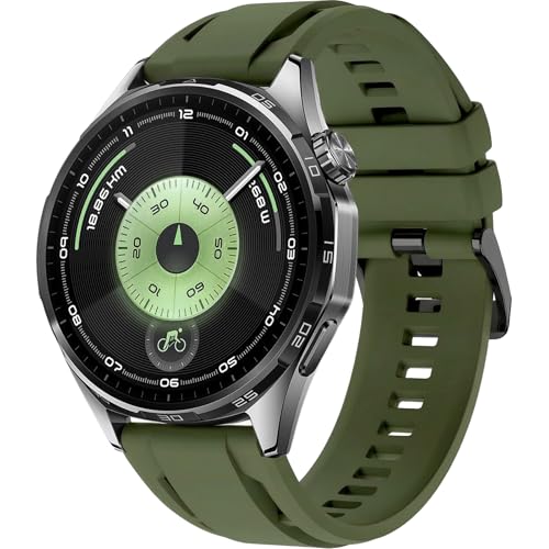 Image of 22mm Silicone Watch Band Compatible with Huawei Watch GT 6 46mm Strap,Multi-hole Design Straps with Black Metal Connector and Buckle Compatible with Amazfit Balance 2 Bands