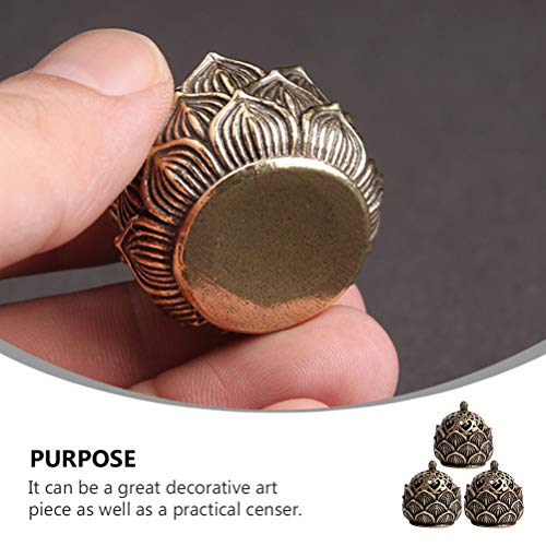 Besportble 3Pcs Brass Lotus Incense Burner Holder Ball Shaped Cone Incense Burner Home Decoration Ornaments #TOP5