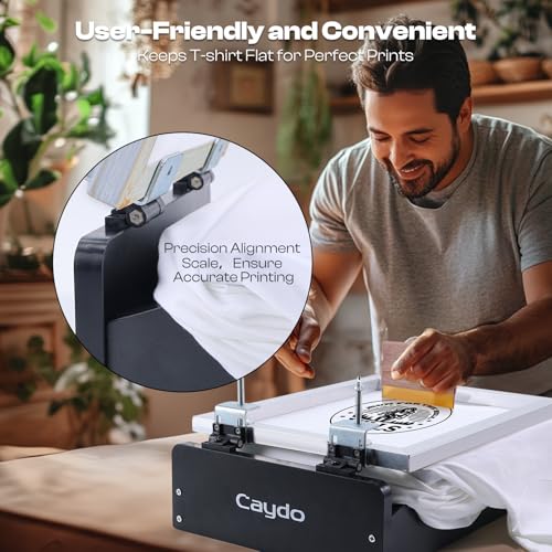 Caydo Screen Printer, 1 Color 1 Station Silk Screen Printing Press, Unique Hinge Design Wood Screen Printing Table for T-Shirt DIY Printing and Screen Printing Beginners(Screen Frame Not Included) by Caydo - Image 7