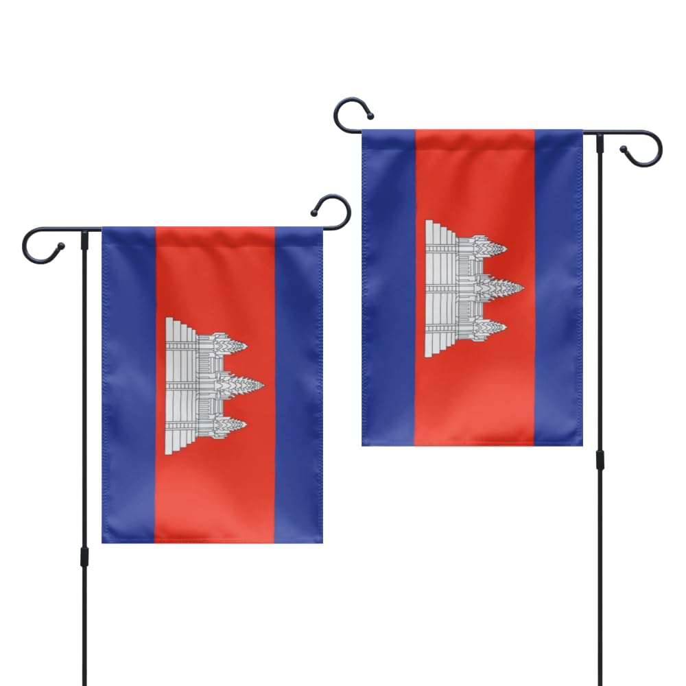 Bandera de Camboya para jardín exterior en poliéster 220D de doble cara 30x45cm