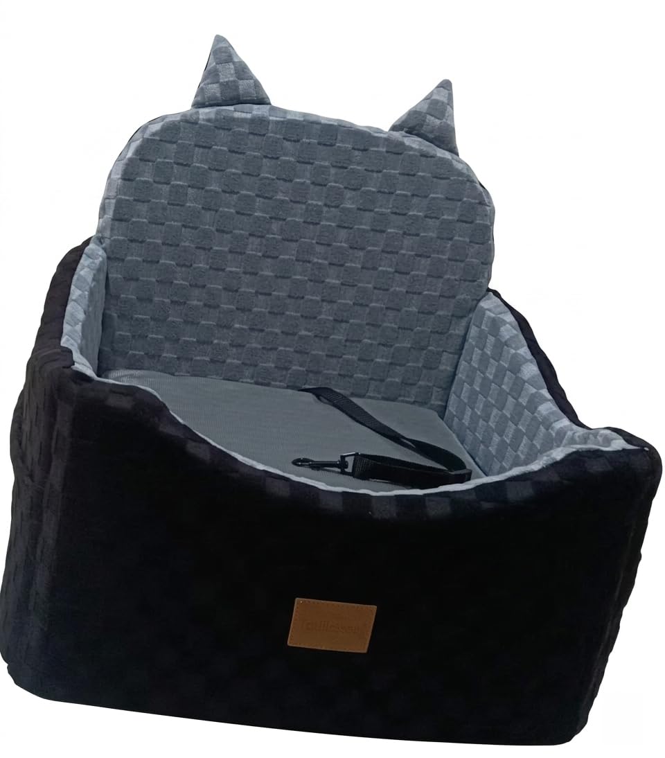 Asiento de coche seguro para perros con borde alto, asiento para cachorros dimensionalmente estable hecho de espuma viscoelástica para asientos de cuero antideslizantes en el asiento trasero, manta de