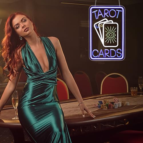 Image of Blue & White Neon Sign for Wall Decor Led Light Sign Neon Light for Room Party Home Wall Decor USB Powered - Tarot Cards