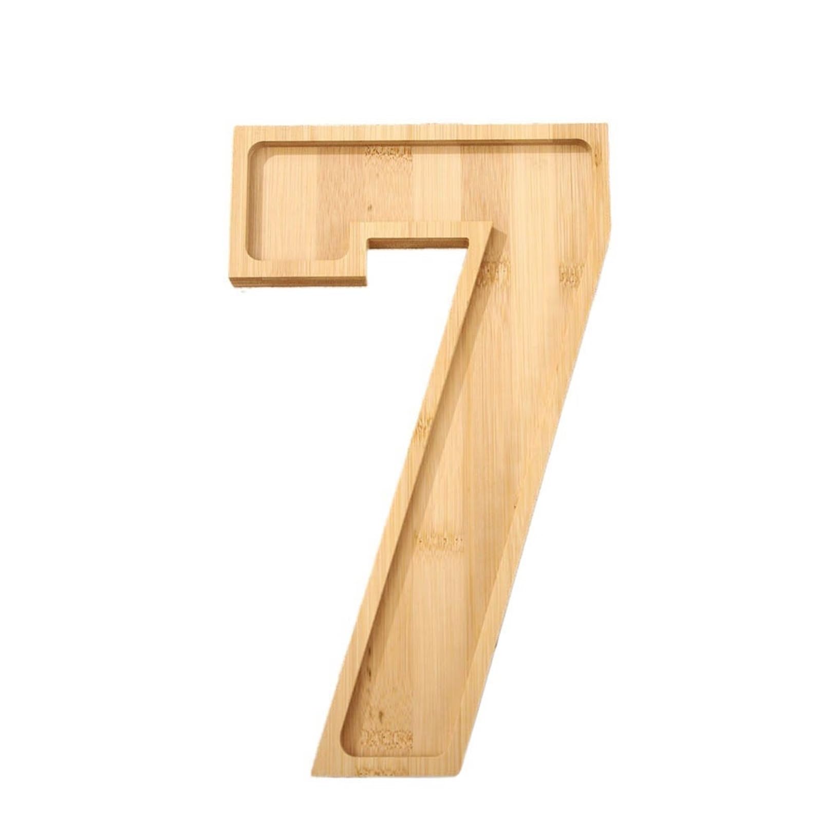 Fillable Cardboard Number Box Large Wooden Number Charcuterie Board Decorative Practical Food Tray Fillable Wood Serving(Number 7)