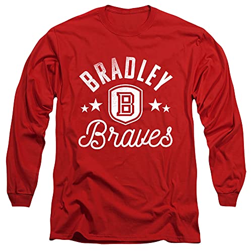 Bradley University Official Braves Unisex Adult Long-Sleeve T Shirt,Red, X-Large