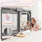 Xilingol 72" X 59" Foldable Playpen, Potable Baby Play Yard with Carry Bag, Baby Gate Playpen with Anti-Slip Suckers & Zipper Gates, Baby Fence Play Area with 4 Handlers & 50 Ocean Balls(Grey) - Image 3