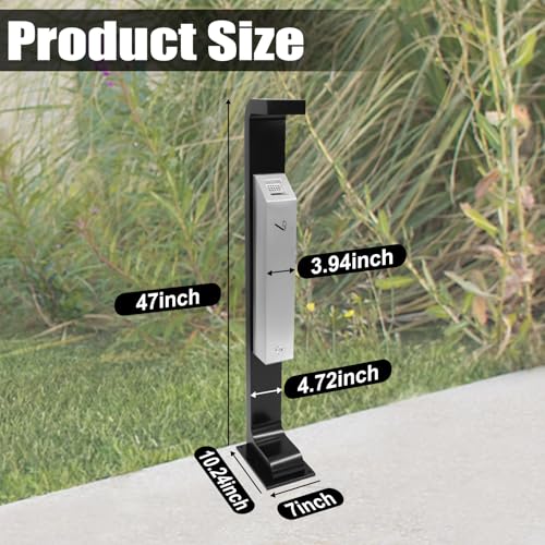 Image of Wadoy Stainless Steel Trash Receptacle,Commercial Trash Disposal Standing Outdoor Rainproof 47 Inch Easy to Empty Available for Office,Sidewalk,Park
