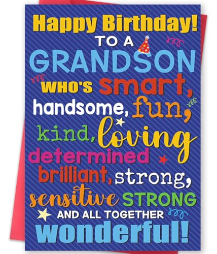 Grandson Birthday Card from Grandparents Happy Birthday Gift for Grandson