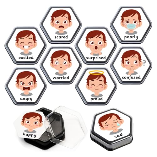 Talking Products Talking Tiles Voice Recorders Emotional Development Pack. Includes 10 Black Talking Tiles & 12 Emotion Flash Cards. 80 Seconds Recording.Educational Classroom Learning Resource.