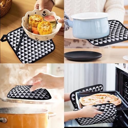 4pcs Pot Holder Cotton Kitchen Pot Holders Heat Resistant Oven Gloves Oven Pads Heat Resistant Small Hot Pads and Pot Holder Mini Oven Mitts Cotton Mini Oven Gloves for Kitchen Cooking