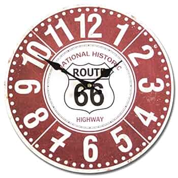 ルート66 掛け時計 動作品 Amazon.co.jp: アメリカンウォールクロック 時計 34cm (ルート66