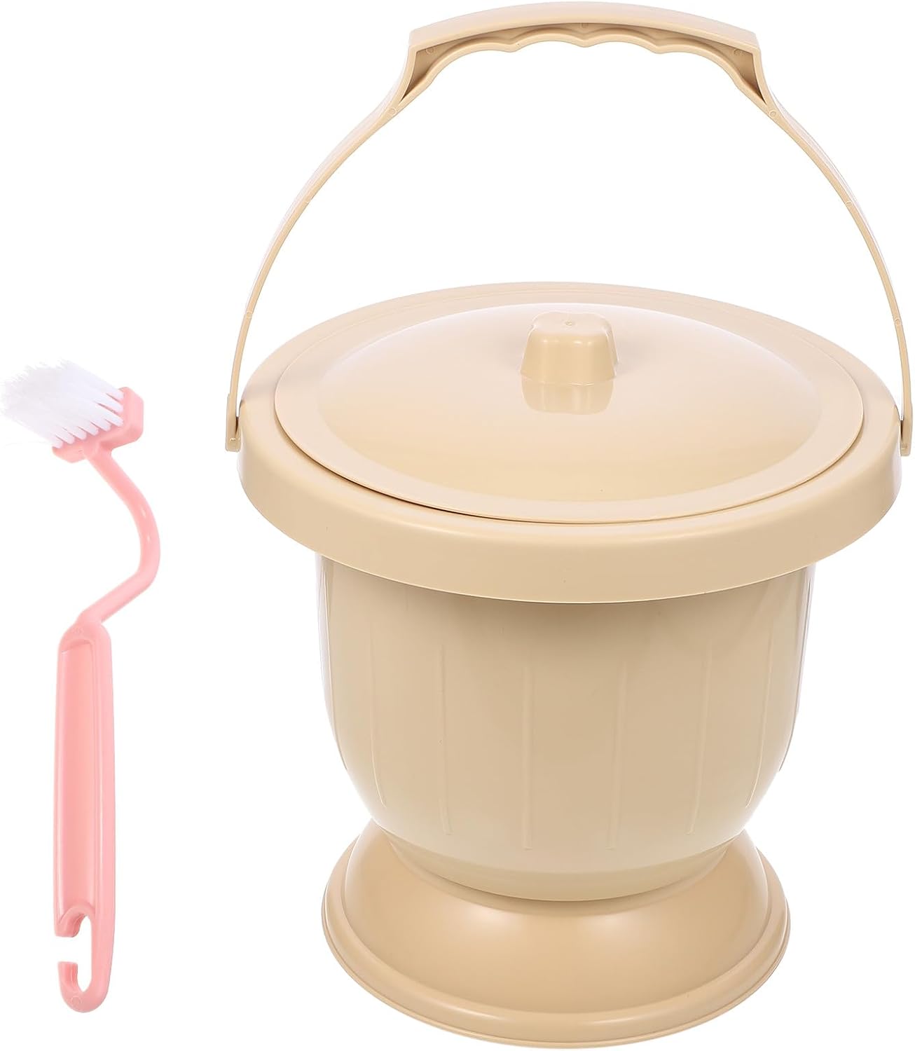 Portable Adult Urine Pot with Lid Thickened Plastic Bedpan Spittoon for Home Use Women Pregnant Elderly Small Khaki Portable Urinal Pot Random Color