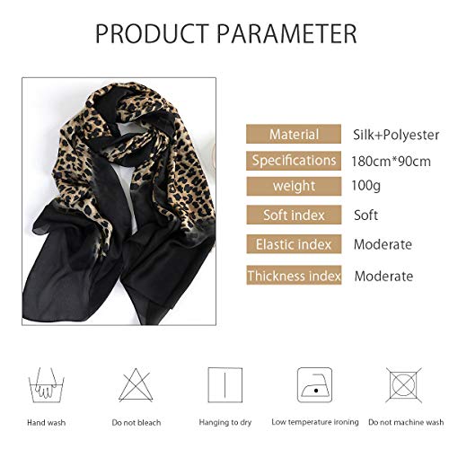 Women's Silk Scarves Animal Print Scarf Leopard Peacock Horse Long Shawl Warm Wrap Sunscreen Shawl All Season 5