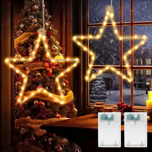 Liyade LED Sterne Weihnachtsbeleuchtung, 2 Stück 35 LED...