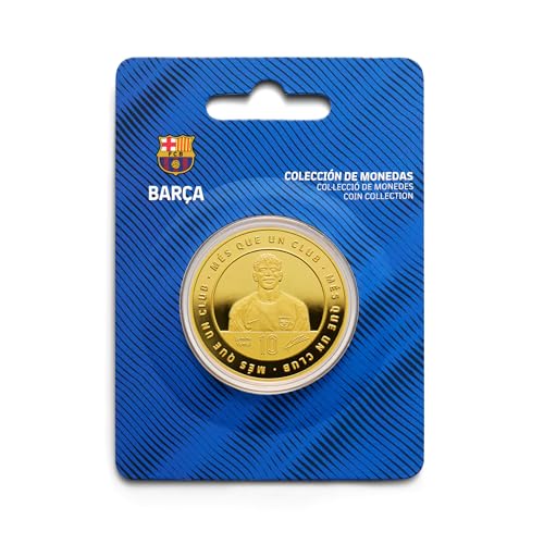 MOCIWORLD FC Barcelona - Moneda edición Especial con Escudo y Retrato en Relieve de Lamine Yamal, acompañado del número 10 y su Firma grabada - Coleccionable - Dorada - Producto Oficial